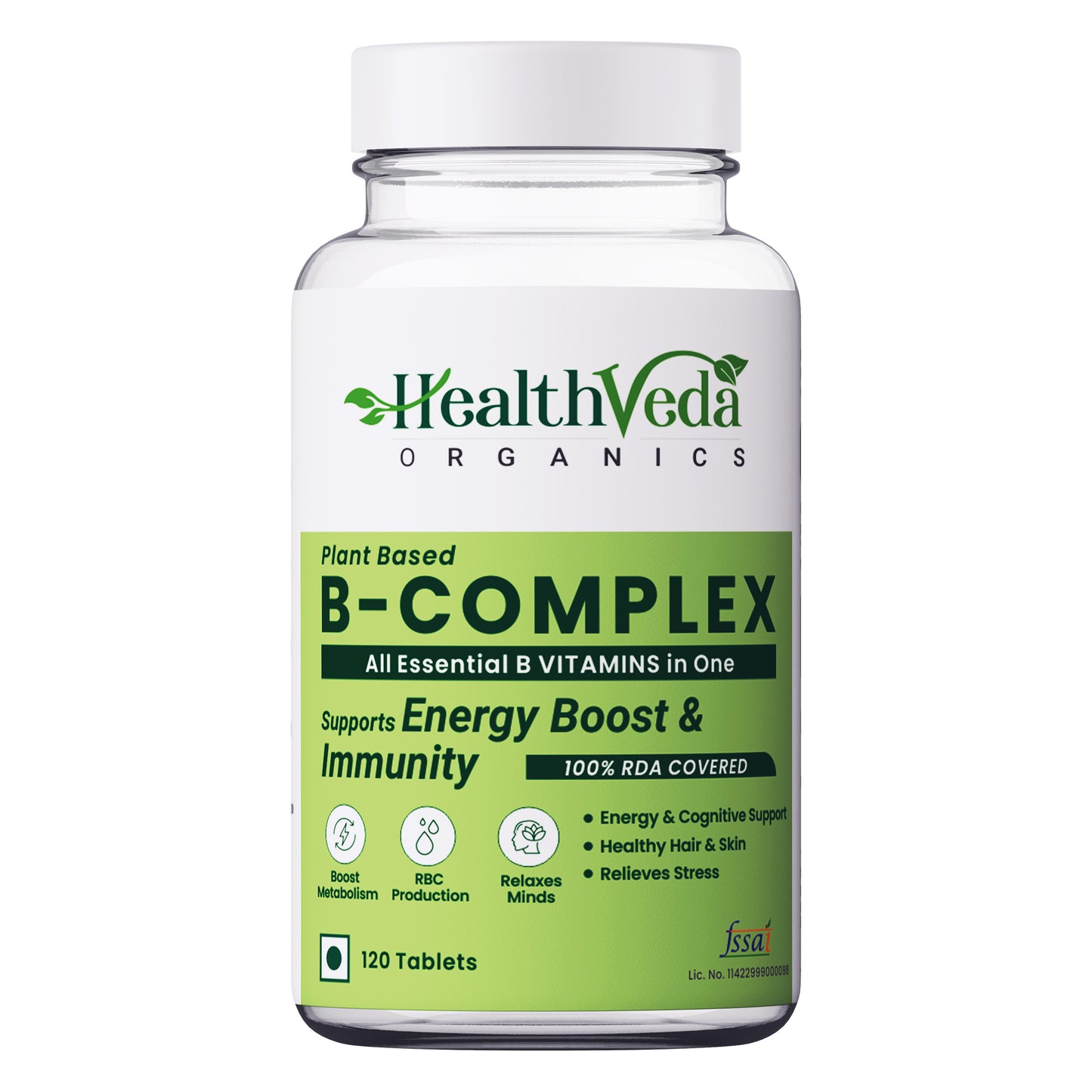 Health Veda Organics Plant Based B-Complex - 120 Veg Tablets