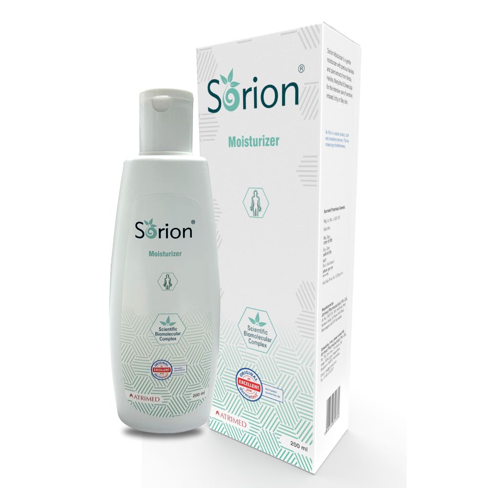 Atrimed Sorion Moisturizer | With precious Narikela & Plant extracts from Nimba, Haridra, Manjistha & Streekutaja | Intensive care of sensitive, irritated, Itchy or flaky skin | 200ml | Pack of 1