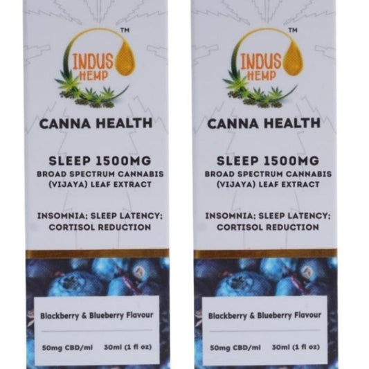 INDUS HEMP CANNA HEALTH CBD SLEEP 1500mg | Combo Pack of 2 | Broad Spectrum Cannabis (Vijaya) Leaf Extract