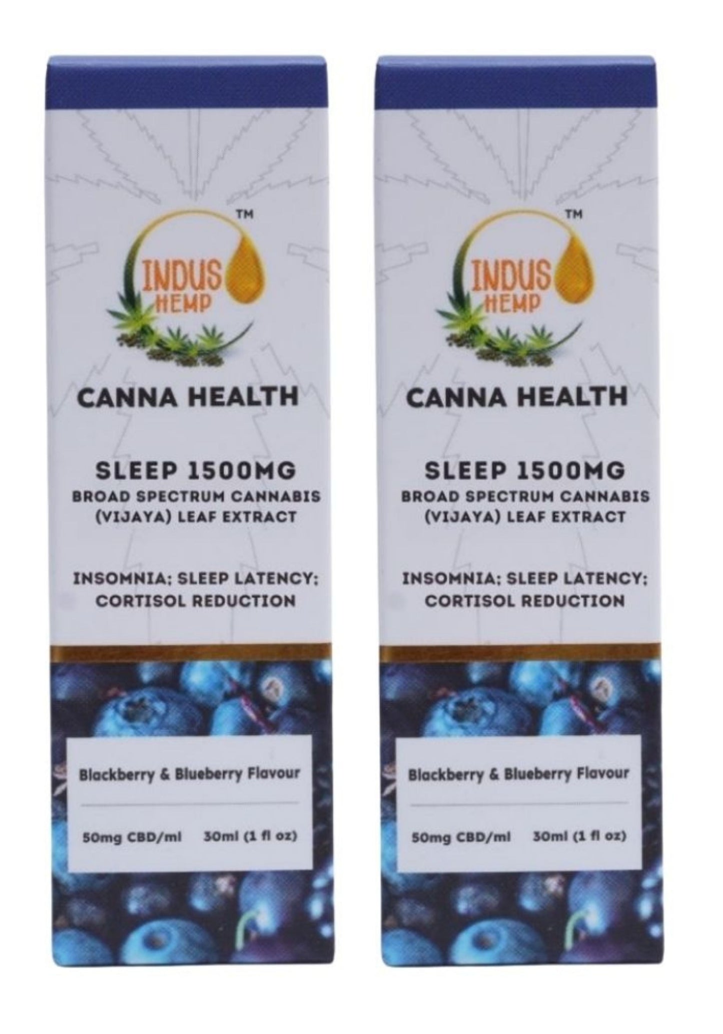 INDUS HEMP CANNA HEALTH CBD SLEEP 1500mg | Combo Pack of 2 | Broad Spectrum Cannabis (Vijaya) Leaf Extract