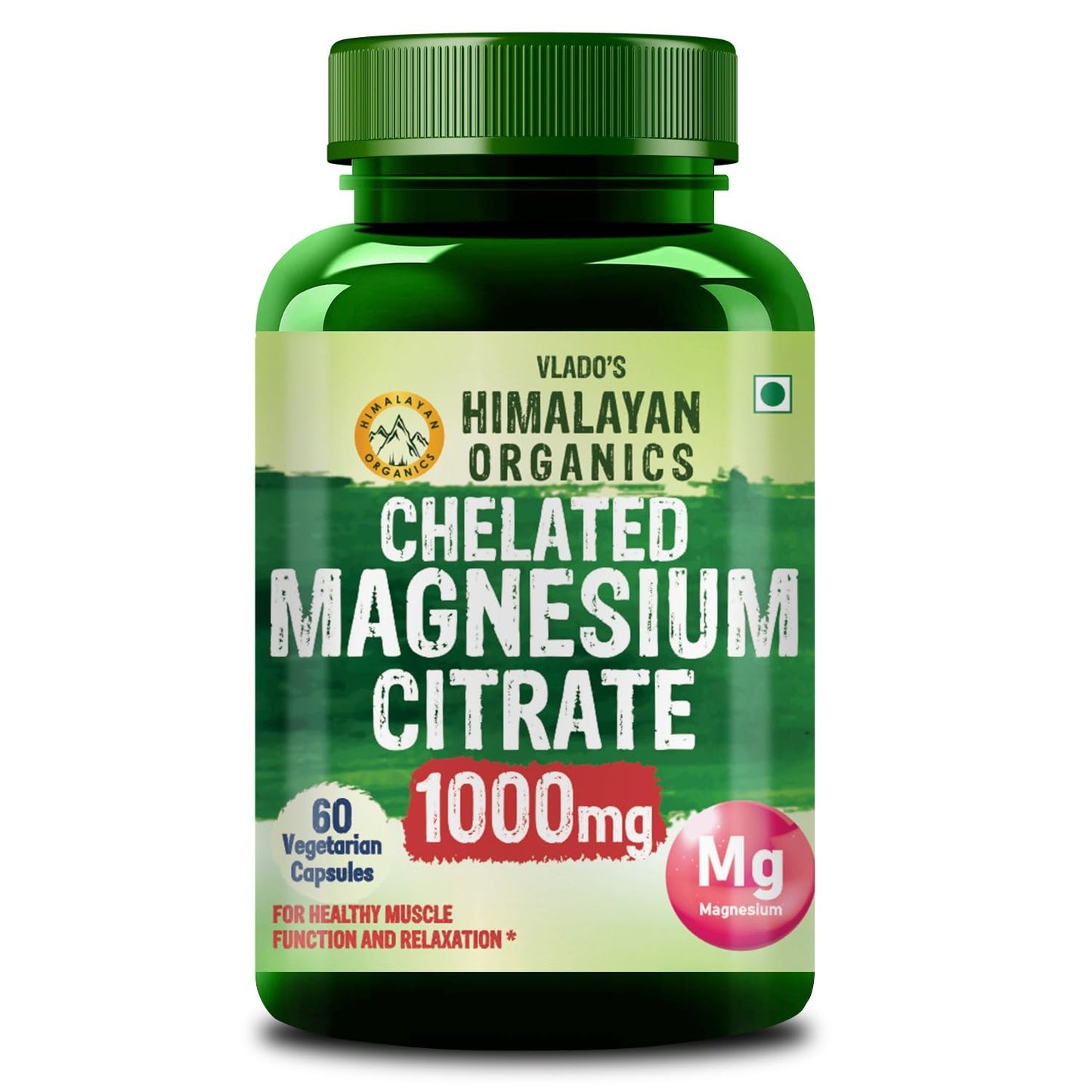 Vlado's Himalayan Organics Magnesium Citrate 1000 mg | 35% Elemental Magnesium | Mineral Supplement for Men & Women | 60 Vegetarian Capsules