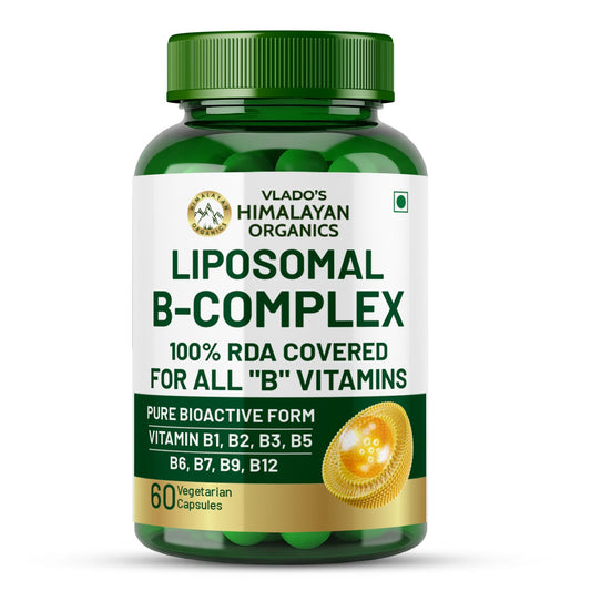 Vlado’s Himalayan Organics Liposomal Vitamin B Complex with 100% RDA B1, B2, B3, B5, B6, B9 & B12 | 60 Capsules