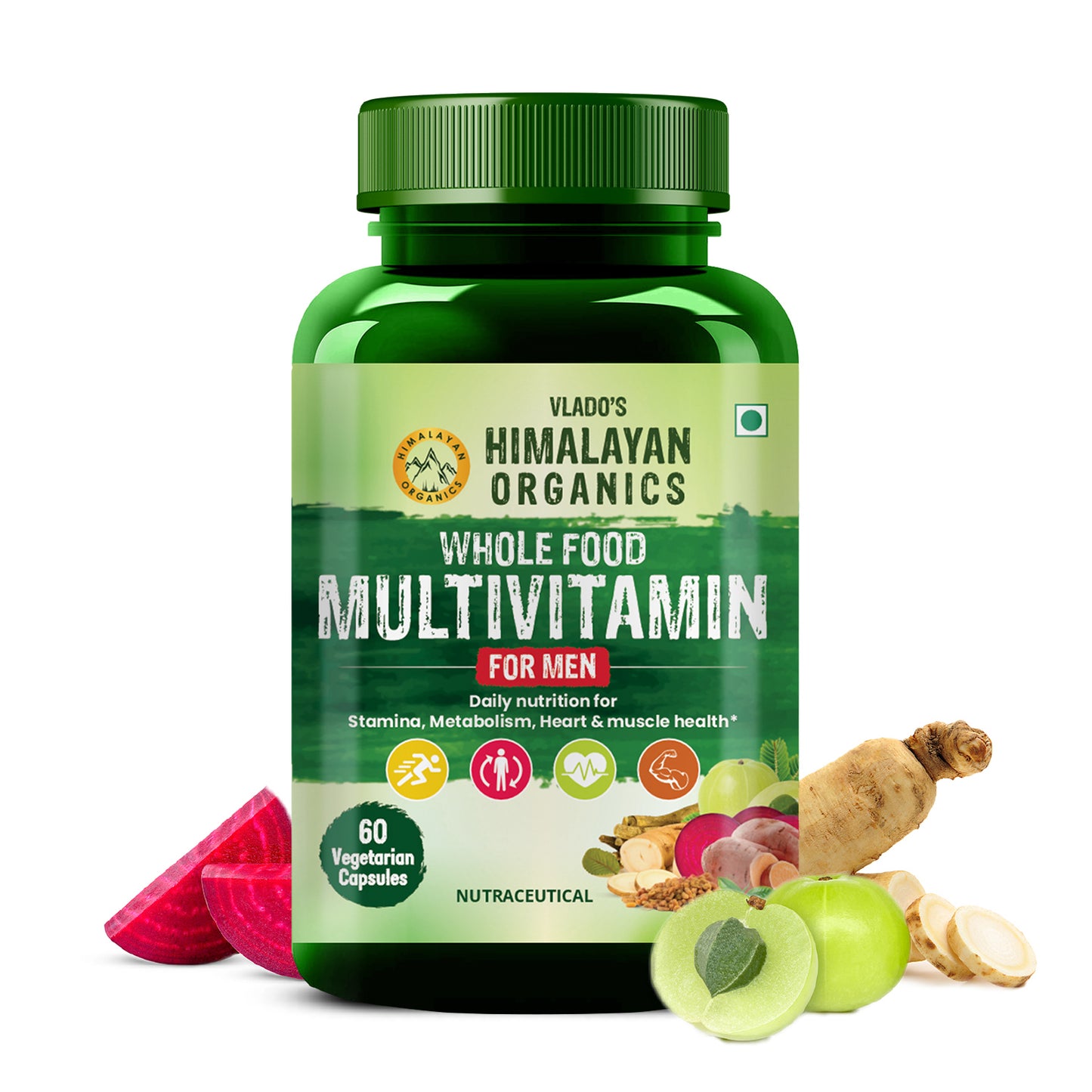 Vlado's Himalayan Organics Whole Food Multivitamin for Men | 60 Veg Capsules