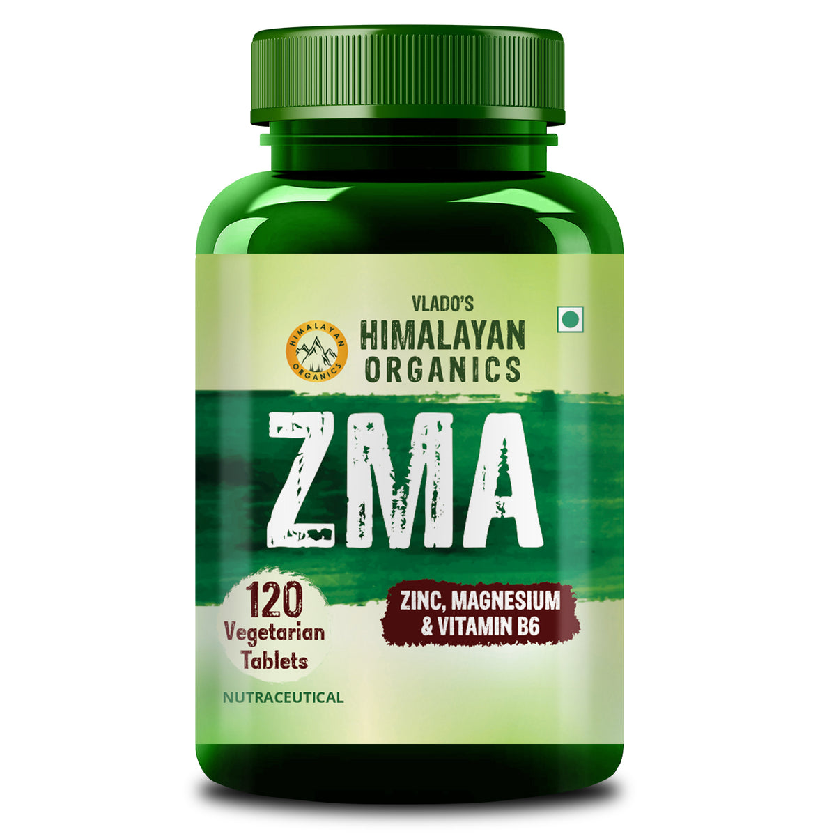 Vlado's Himalayan Organics ZMA Supplement with Zinc, Magnesium Aspartate & Vitamin B6 | Plant-Based Formula | 120 Veg Tablets