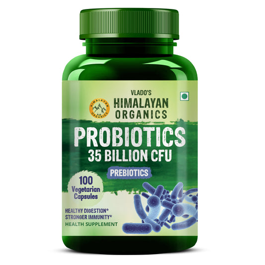 Vlado's Himalayan Organics Probiotics Supplement 35 Billion CFU for women & men, 16 Strains with Prebiotics | 100 Veg Capsules