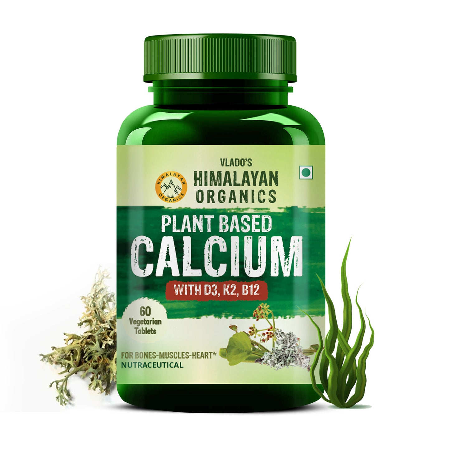 Vlado's Himalayan Organics Plant Based Calcium for Bone Health- 60 Vegetarian Tablet