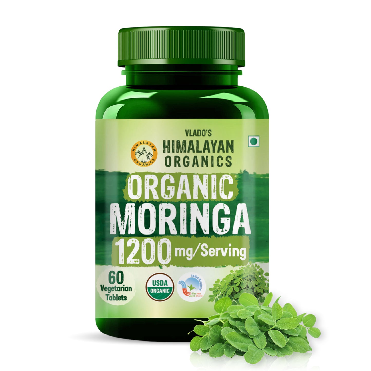 Vlado’s Himalayan Organics Organic Moringa Tablets | 1200 mg Moringa Leaf Extract | Pure Plant-Based Superfood | 60 Tablets