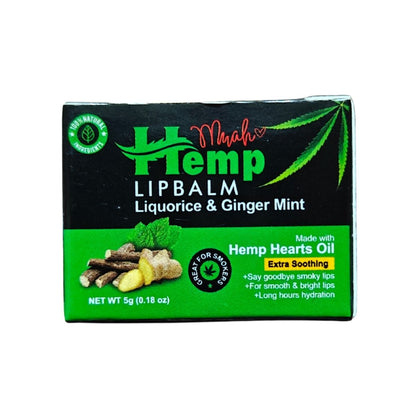 INDUS HEMP LIP BALM | LIQUORICE & GINGER MINT | SPF 15 | LIGHTENS DARK/NICOTINE LIPS & FRESHENS BREATH