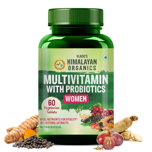 Vlado's Himalayan Organics Multivitamin with Probiotics for Women | 60 Veg Tablet