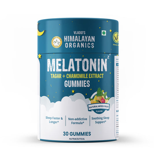 Vlado's Himalayan Organics Melatonin Tagar + Chamomile Extract Gummies | Sleep Faster & Longer | Non-addictive Formula | Soothing Sleep Support (30 Gummies)