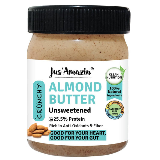 Jus Amazin CRUNCHY Almond Butter - Unsweetened (325g)