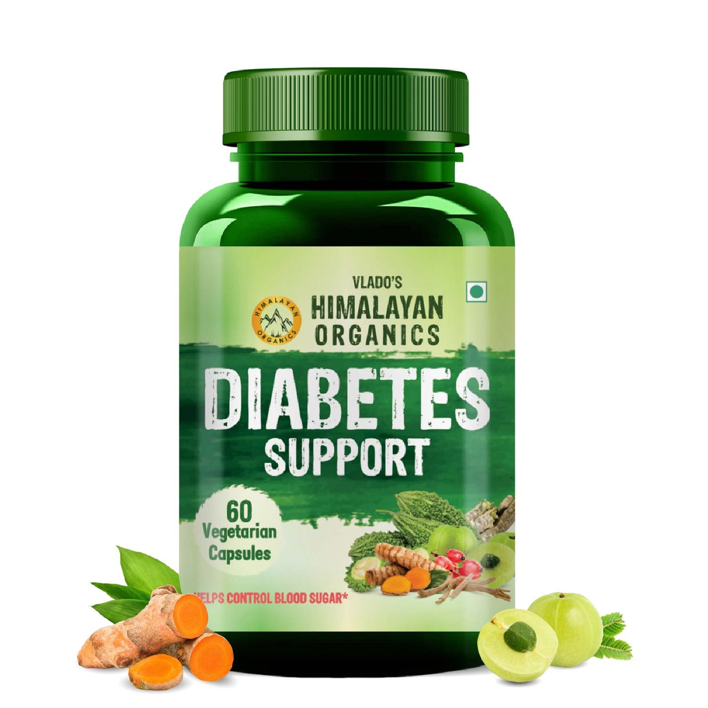 Vlado's Himalayan Organics Diabetes Support Supplement | Blend of 11 Herbal Ingredients | 100% Vegetarian | 60 Capsules