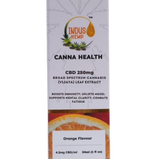 INDUS HEMP CANNA HEALTH CBD 250mg – Orange Flavour 30ml