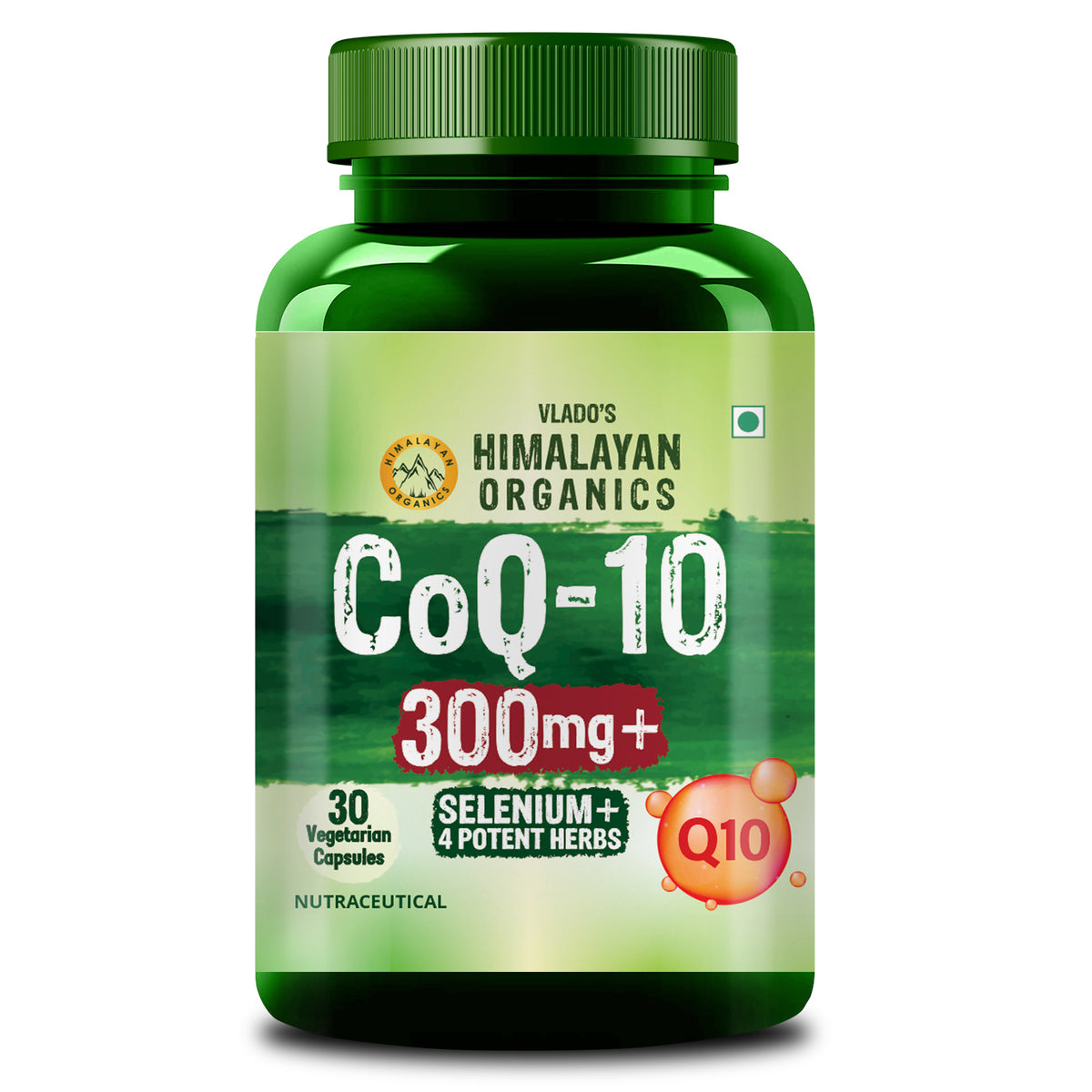 Vlado's Himalayan Organics CoQ10 -125mg With BioPepper - 5mg , COENZYME Q-10 125mg Supplement 60 Veg Capsules