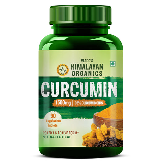 Vlado's Himalayan Organics Curcumin With Biopiperine 1500mg Tablets With 95% Curcuminoids Supplements 90 Veg Tablets