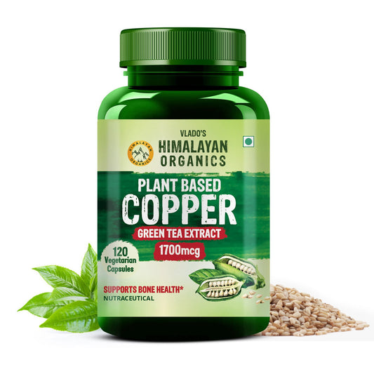 Vlado’s Himalayan Organics Plant-Based Copper 1700mcg Supplement with Green Tea Extract | 120 Veg Capsules