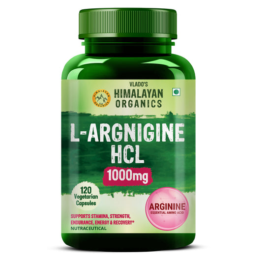 Vlado's Himalayan Organics L-Arginine 1000 mg With Chromium Picolinate Supplement | Improve Muscle Growth Boost Energy And Stamina | Good For Men And Women - 120 Veg  Caps