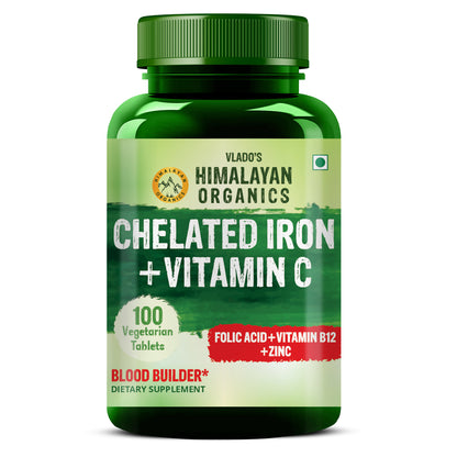 Vlado's Himalayan Organics Chelated Iron with Vitamin C Supplement - 100 Veg Tablet