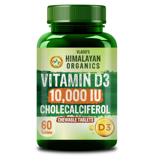 Vlado’s Himalayan Organics Vitamin D3 10,000 IU | Chewable Cholecalciferol Tablets | Vitamin D3 Supplement | Orange Flavour | 60 Tablets
