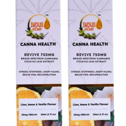 INDUS HEMP CANNA HEALTH CBD REVIVE 750mg | Combo Pack of 2 | Broad Spectrum Cannabis (Vijaya) Leaf Extract