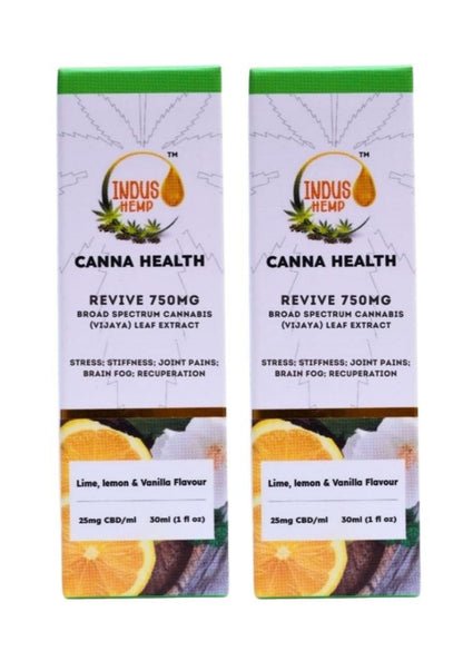 INDUS HEMP CANNA HEALTH CBD REVIVE 750mg | Combo Pack of 2 | Broad Spectrum Cannabis (Vijaya) Leaf Extract