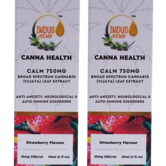 INDUS HEMP CANNA HEALTH CBD CALM 750mg | Combo Pack of 2 | Broad Spectrum Cannabis (Vijaya) Leaf Extract