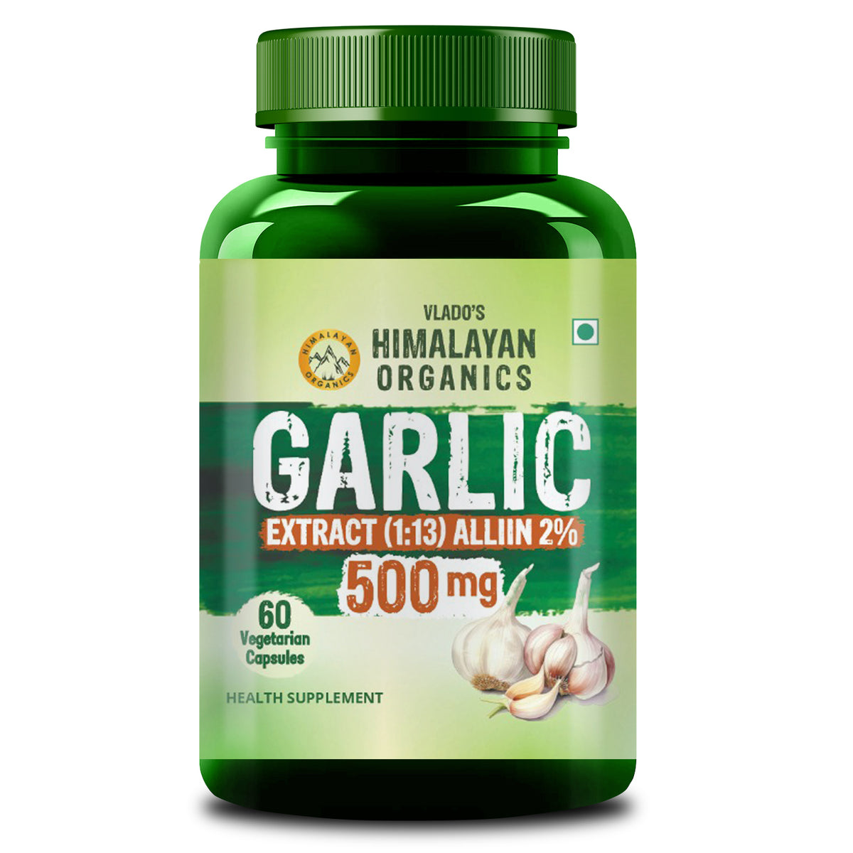 Vlado’s Himalayan Organics Garlic 500mg Supplement | Extract (1:13) Allium Sativum - 60 Veg Capsules