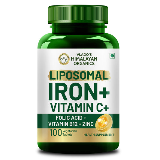 Vlado’s Himalayan Organics Liposomal Iron with Vitamin C, Vitamin B12, Zinc & Folic Acid – 100 Veg Tablets