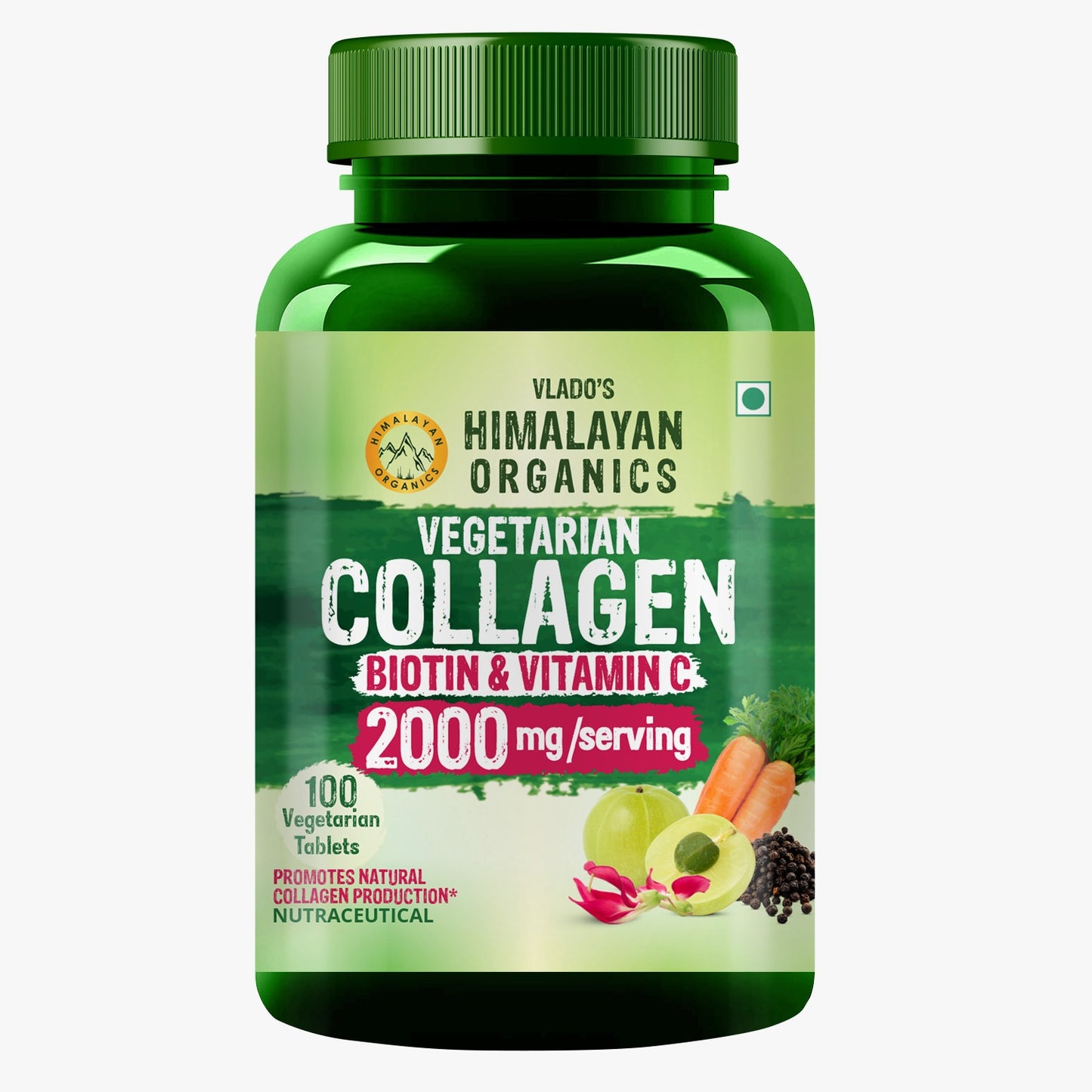 Vlado's Himalayan Organics Vegetarian Collagen 2000Mg With Biotin And Vitamin C - 100 Veg Tablets