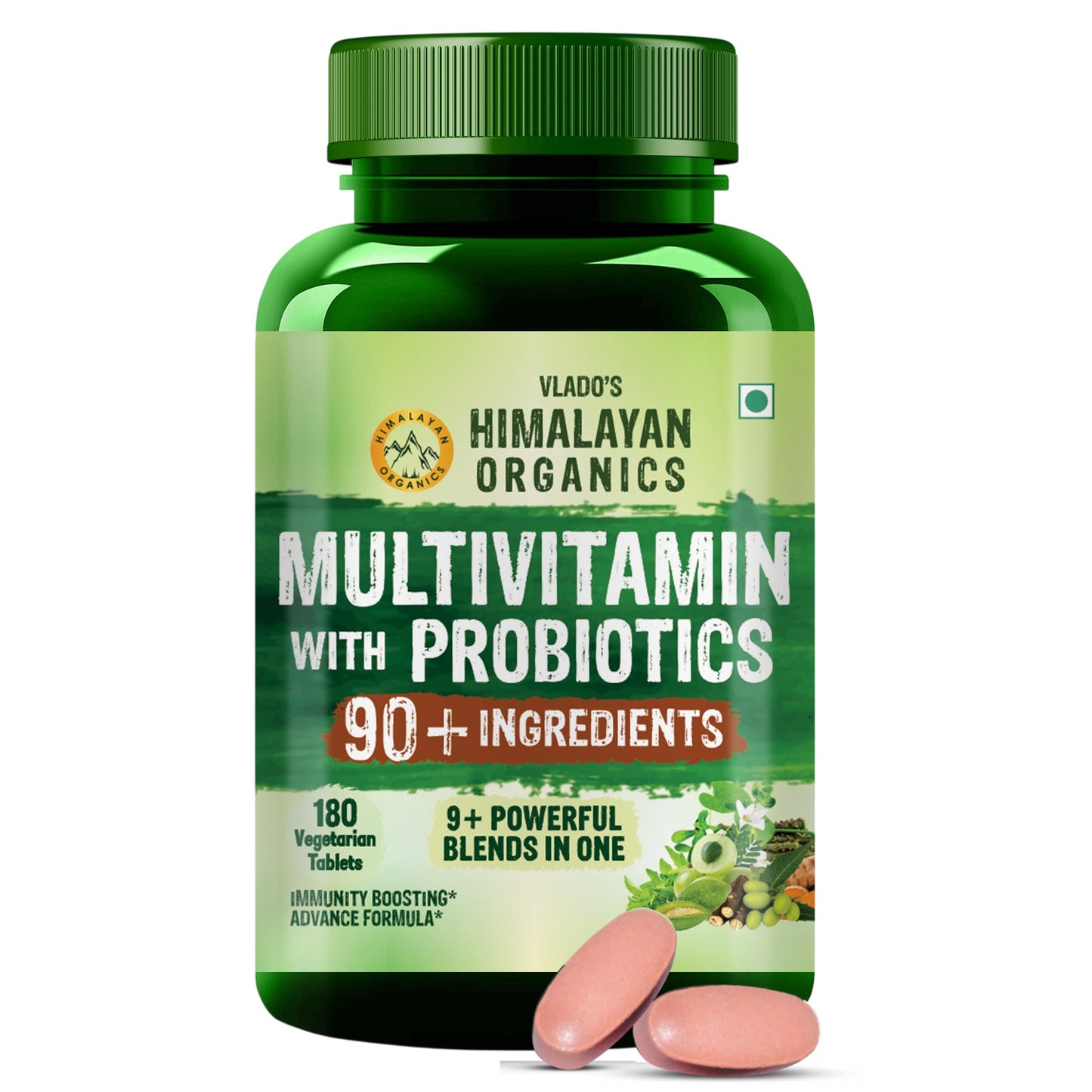 Vlado's Himalayan Organics Immunity Multivitamin Tablet for Men & Women with Probiotic 90+Vital Nutrients and 9+ Probiotic blends for Increase Energy & Immunity - Boost stamina, Strength & Muscles and Overall Health I 180 Veg Tablets
