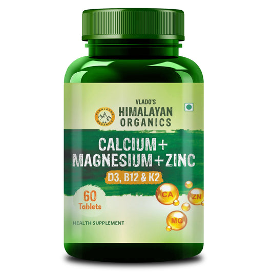 Vlado's Himalayan Organics Calcium Magnesium Zinc Vitamin D3 & B12- 60 Vegetarian Tablets