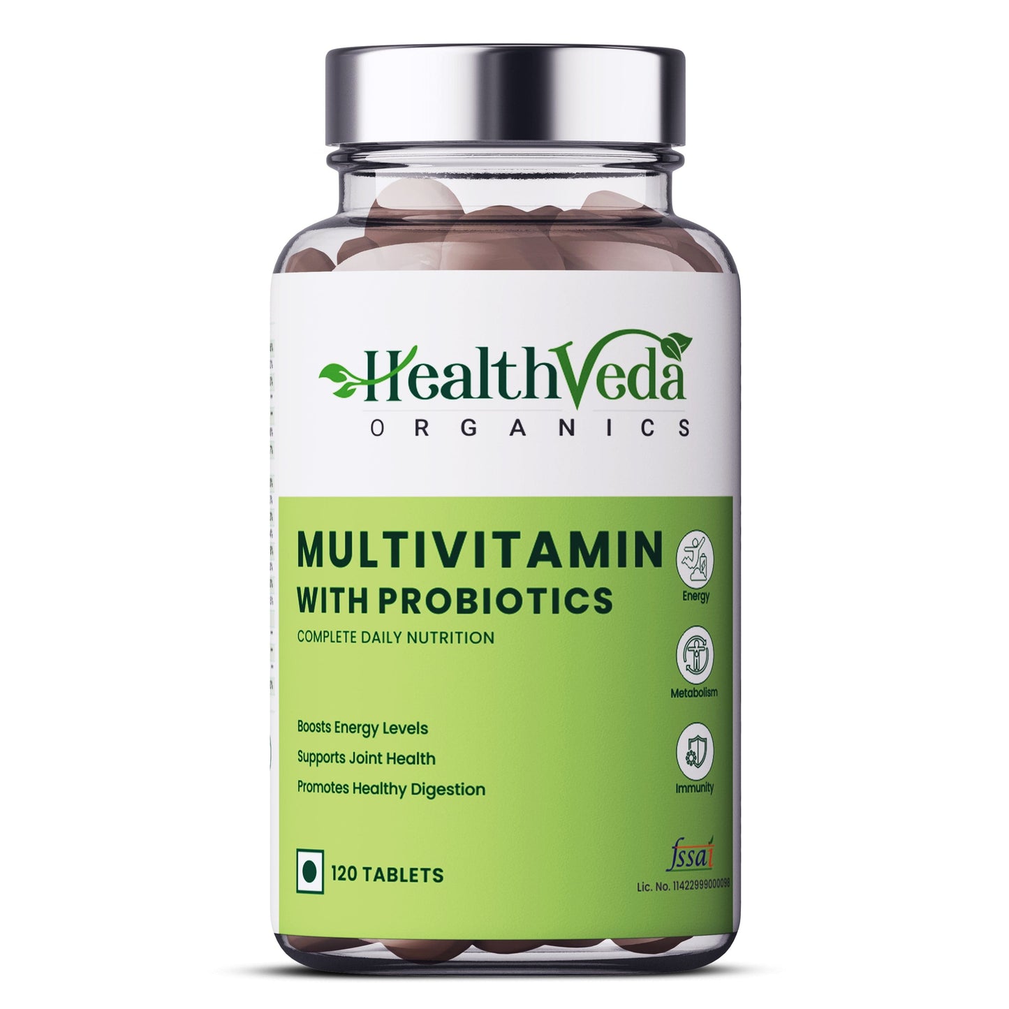 Health Veda Organics Multivitamin with Probiotics | Boosts Stamina, Enhances Nervous Systems & Improves Vision | 120 Veg Tablets for both Men & Women