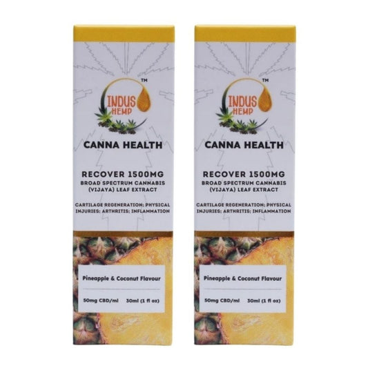 INDUS HEMP CANNA HEALTH CBD RECOVER 1500mg | Combo Pack of 2 | Broad Spectrum Cannabis (Vijaya) Leaf Extract