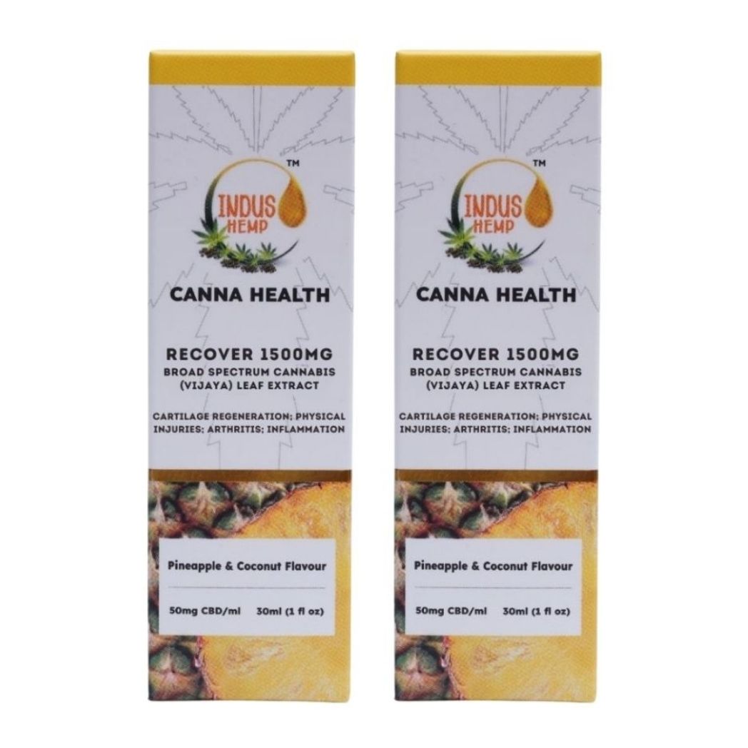 INDUS HEMP CANNA HEALTH CBD RECOVER 1500mg | Combo Pack of 2 | Broad Spectrum Cannabis (Vijaya) Leaf Extract