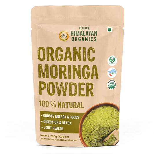 Vlado’s Himalayan Organics Moringa Powder | 100% Organic & Pure Superfood | 200g