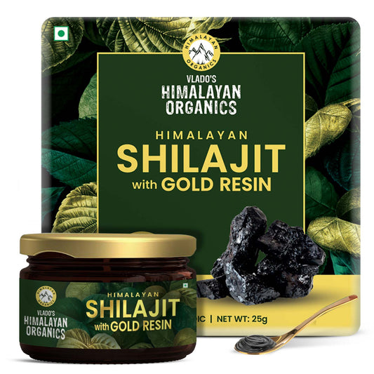 Vlado’s Himalayan Organics Shilajit Gold Resin with 24K Gold | Ayurvedic | 25g