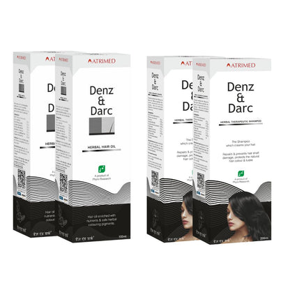 Atrimed Denz and Darc Hair Oil and Shampoo | Pack of 4