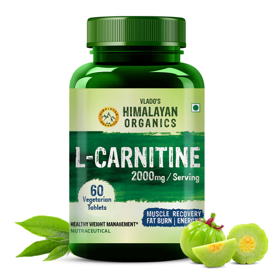 Vlado's Himalayan Organics L-Carnitine 2000mg with Green Tea & Garcinia | 60 Veg Tablets
