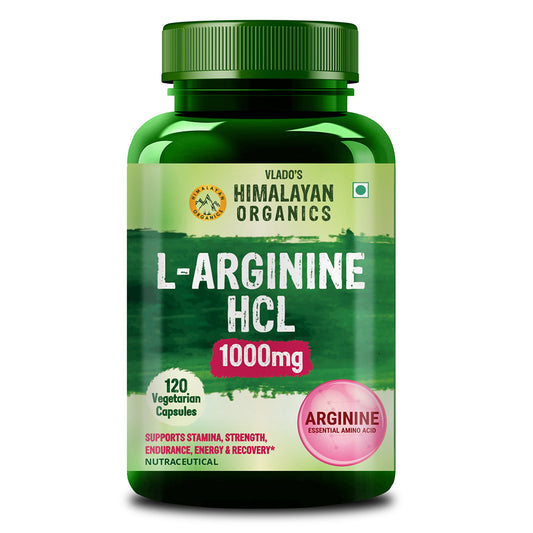 Vlado's Himalayan Organics L-Arginine 1000 mg with Chromium Picolinate | 120 Veg Capsules | Plant-Based Supplement for Daily Wellness