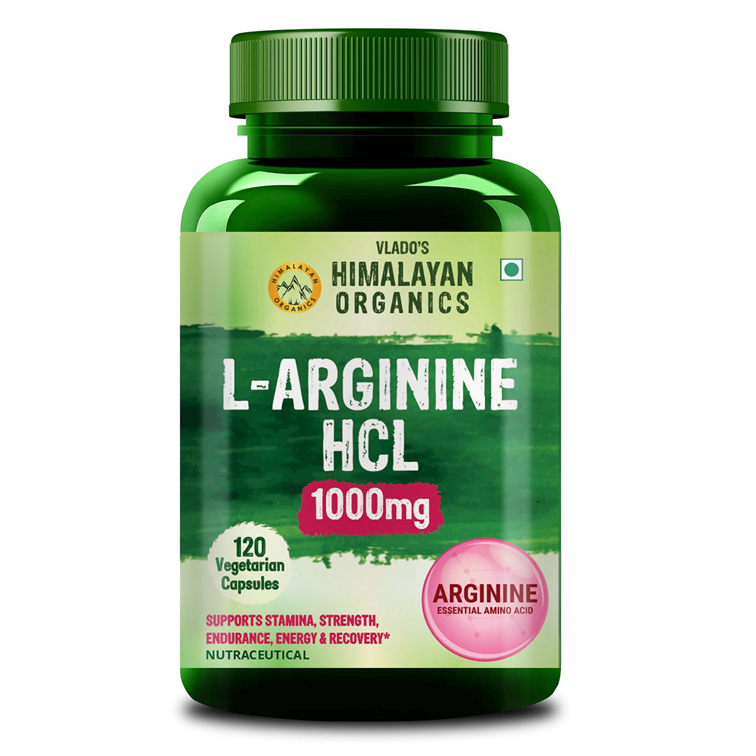 Vlado's Himalayan Organics L-Arginine 1000 mg with Chromium Picolinate | 120 Veg Capsules | Plant-Based Supplement for Daily Wellness