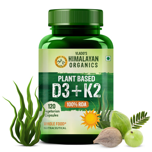 Vlado's Himalayan Organics Plant Based D3 + K2 600iu - 120 Veg Capsules