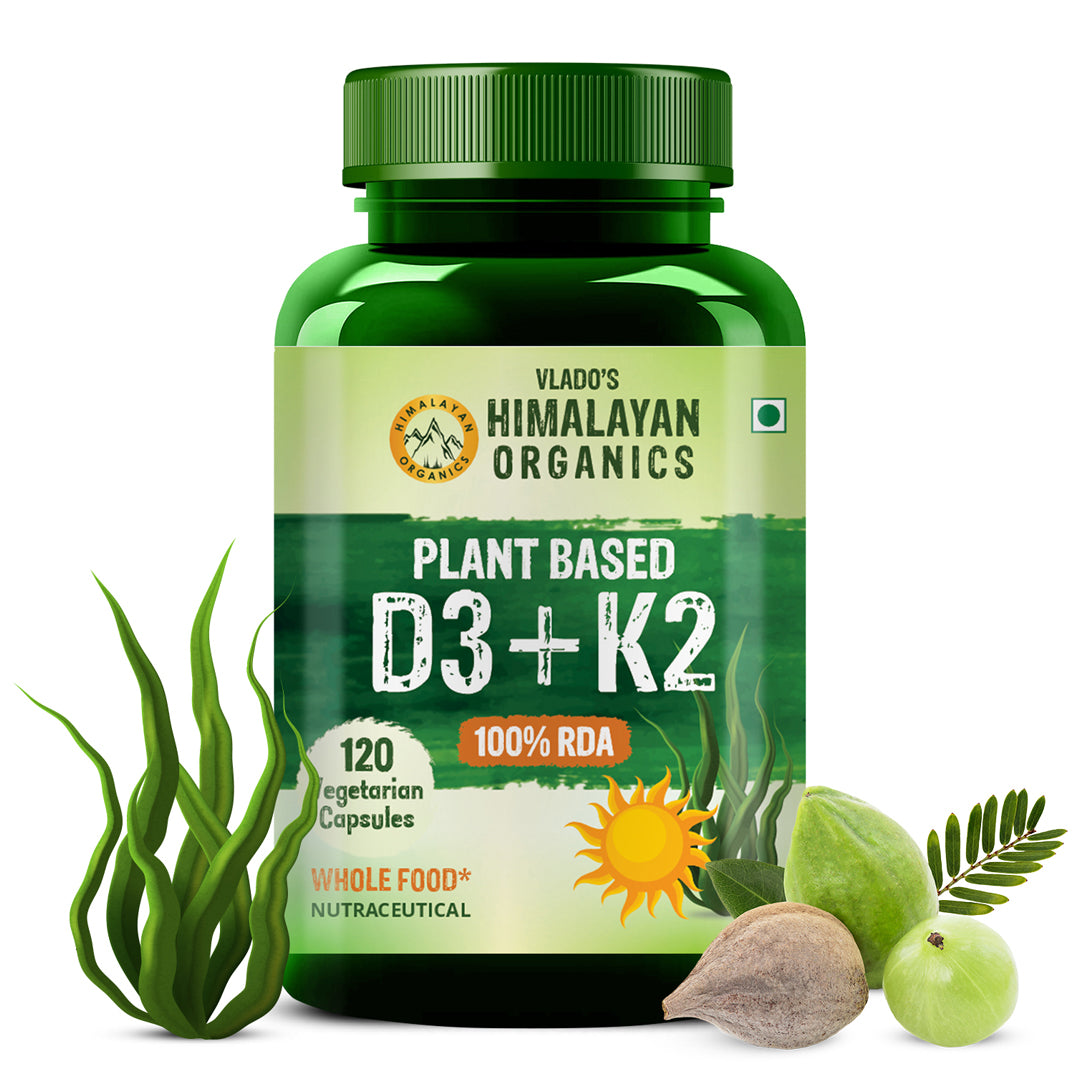 Vlado's Himalayan Organics Plant Based D3 + K2 600iu - 120 Veg Capsules