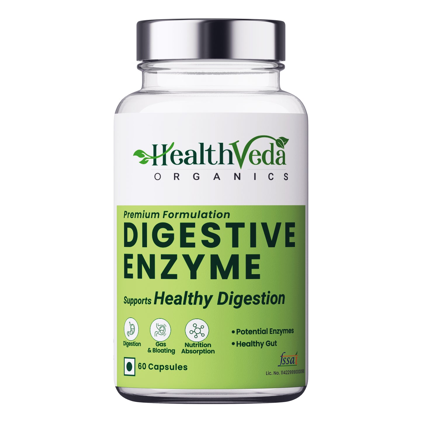 Health Veda Organics Digestive Enzyme Capsules - 60 Veg Capsules