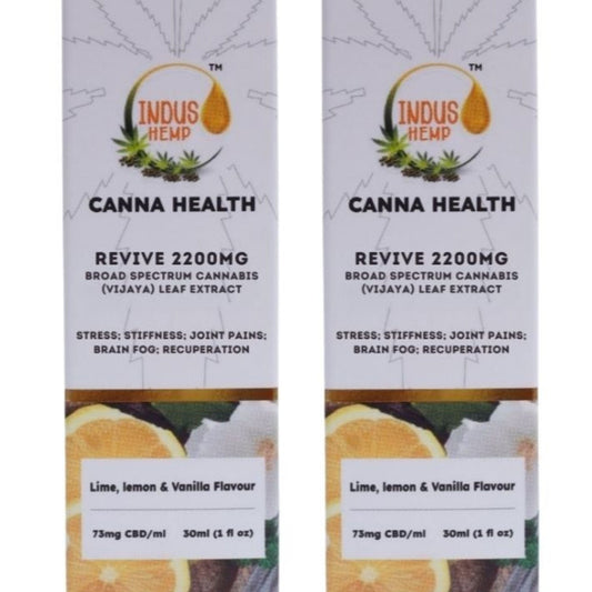 INDUS HEMP CANNA HEALTH CBD REVIVE 2200mg | Combo Pack of 2 | Broad Spectrum Cannabis (Vijaya) Leaf Extract