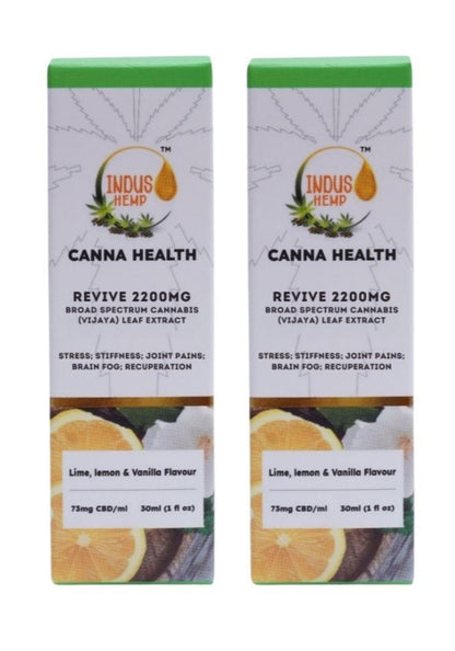 INDUS HEMP CANNA HEALTH CBD REVIVE 2200mg | Combo Pack of 2 | Broad Spectrum Cannabis (Vijaya) Leaf Extract