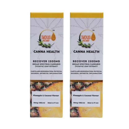 INDUS HEMP CANNA HEALTH CBD RECOVER 1500mg | Combo Pack of 2 | Broad Spectrum Cannabis (Vijaya) Leaf Extract