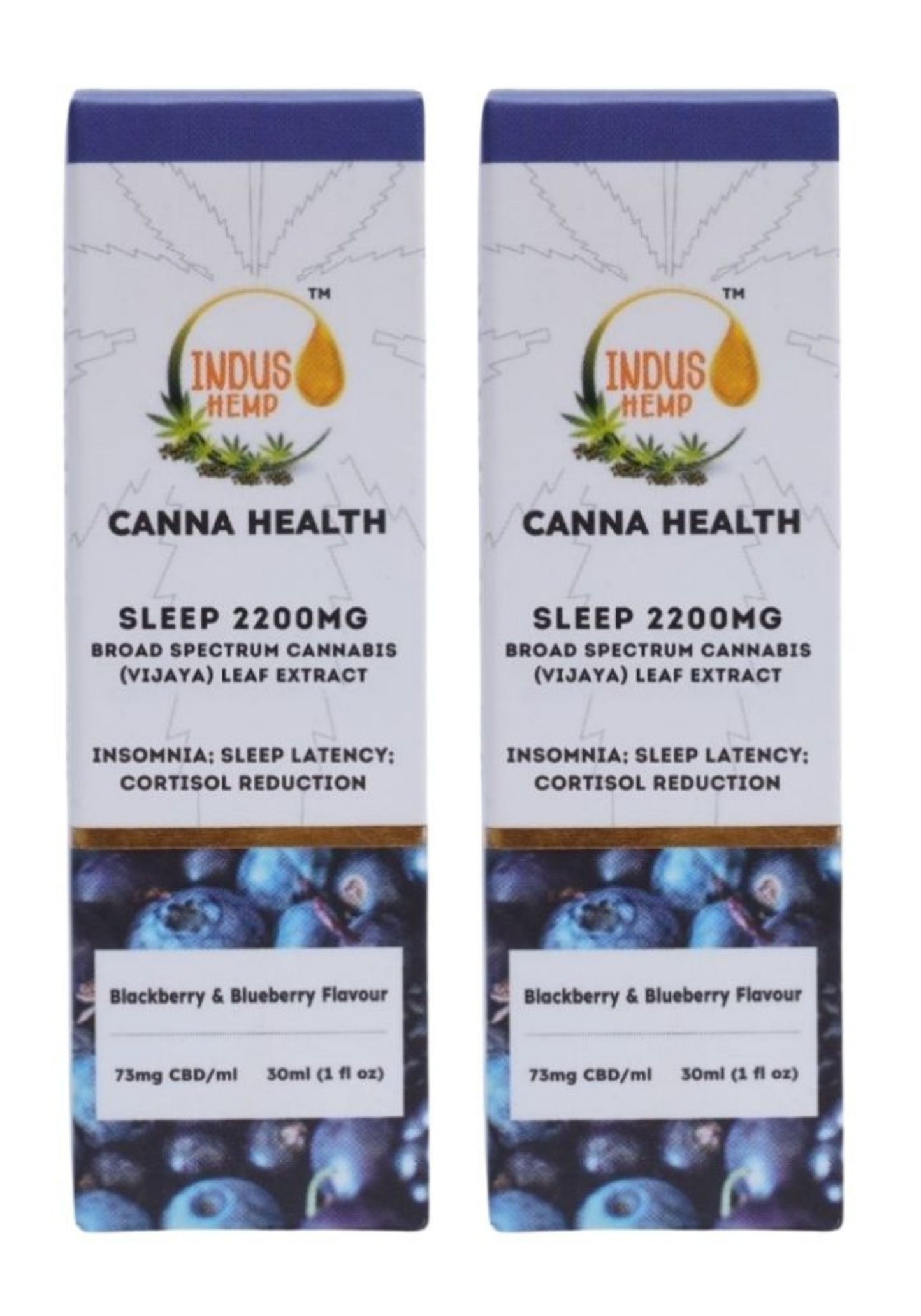 Indus Hemp Canna Health CBD Sleep 2200mg | Combo Pack of 2 | Broad Spectrum Cannabis (Vijaya) Leaf Extract