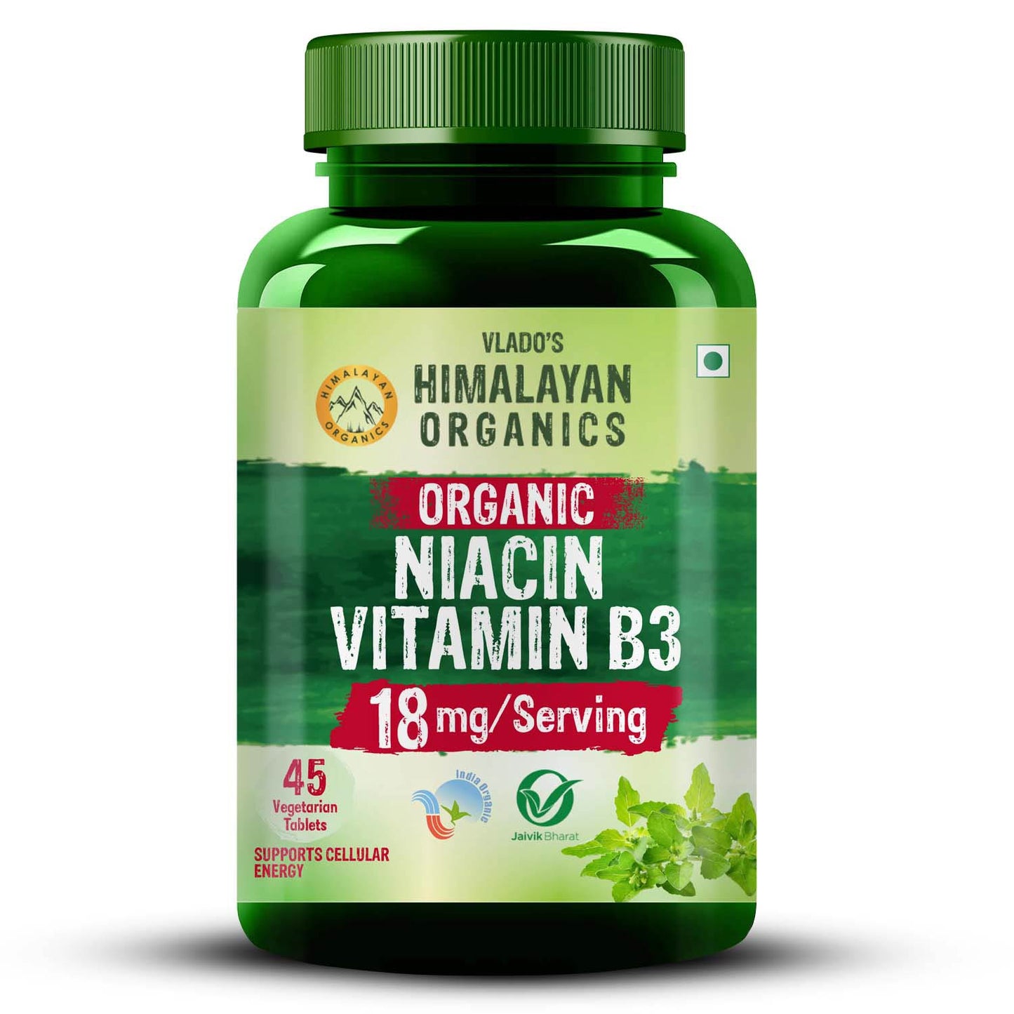 Vlado's Himalayan Organics Organic Niacin (Vitamin B3) Tablets | 18 mg per Serving | 45 Veg Tablets