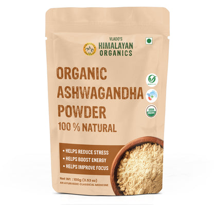 Vlado’s Himalayan Organics Ashwagandha Powder | 100% Organic & Pure | 100g