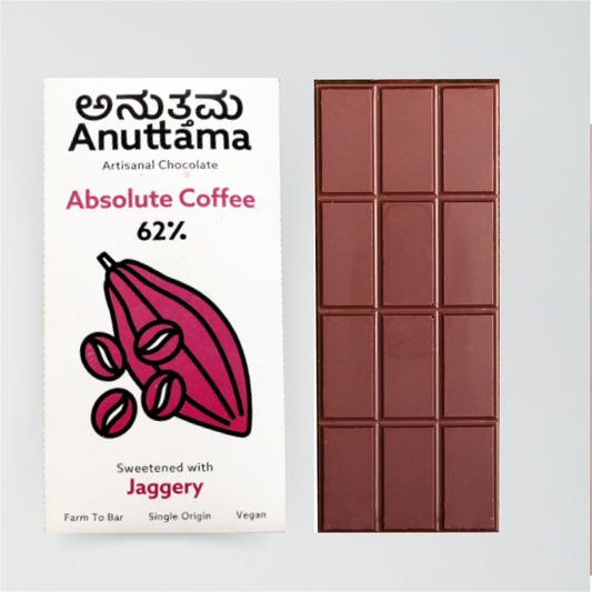 ANUTTAMA Dark Chocolate | 62% Cocoa | Dark Roast Coffee | Handmade Chocolate | Dark Chocolate Sugar Free | Dark Chocolate Bar | No Artificial Flavours | Vegan | Natural Chocolate Bar (2x50 gm Pack Of-2)